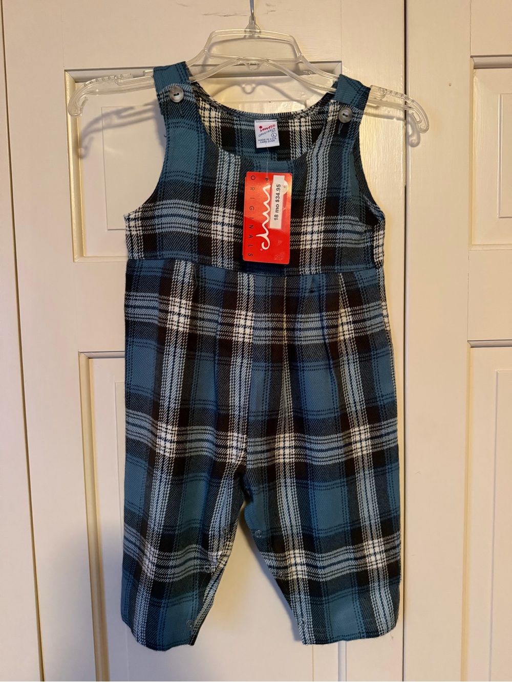 Blue Plaid Toddler Overalls by